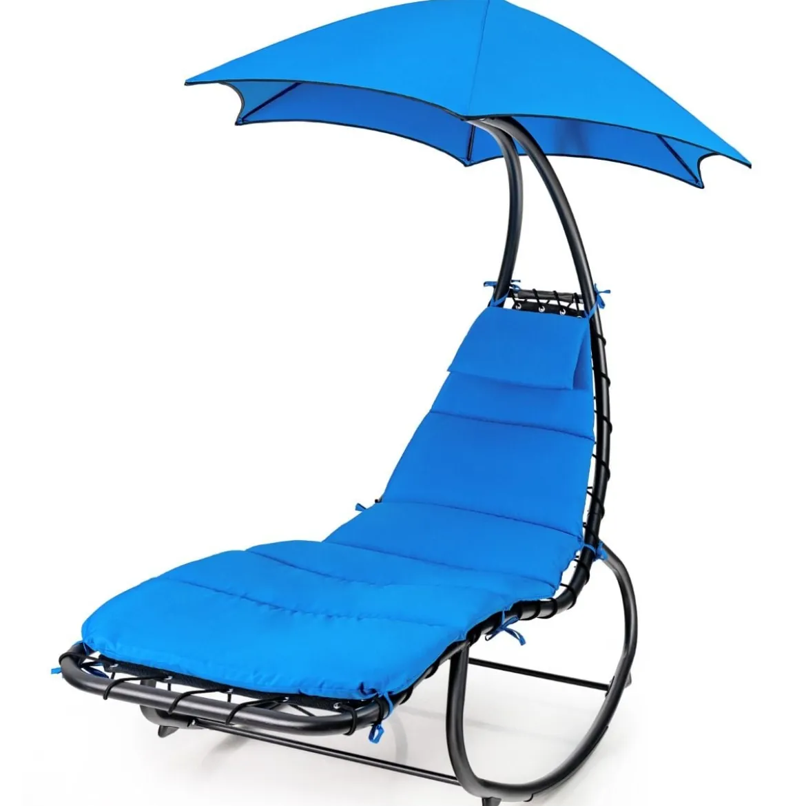 Relaxliege Schwebeliege mit Sonnenschirm und Auflage bis 150kg belastbar Blau