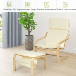 Relaxsessel Relaxstuhl Entspannungsstuhl Kippschutz mit Ottomane und Kissen Beige
