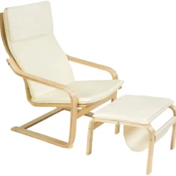 Relaxsessel Relaxstuhl Entspannungsstuhl Kippschutz mit Ottomane und Kissen Beige