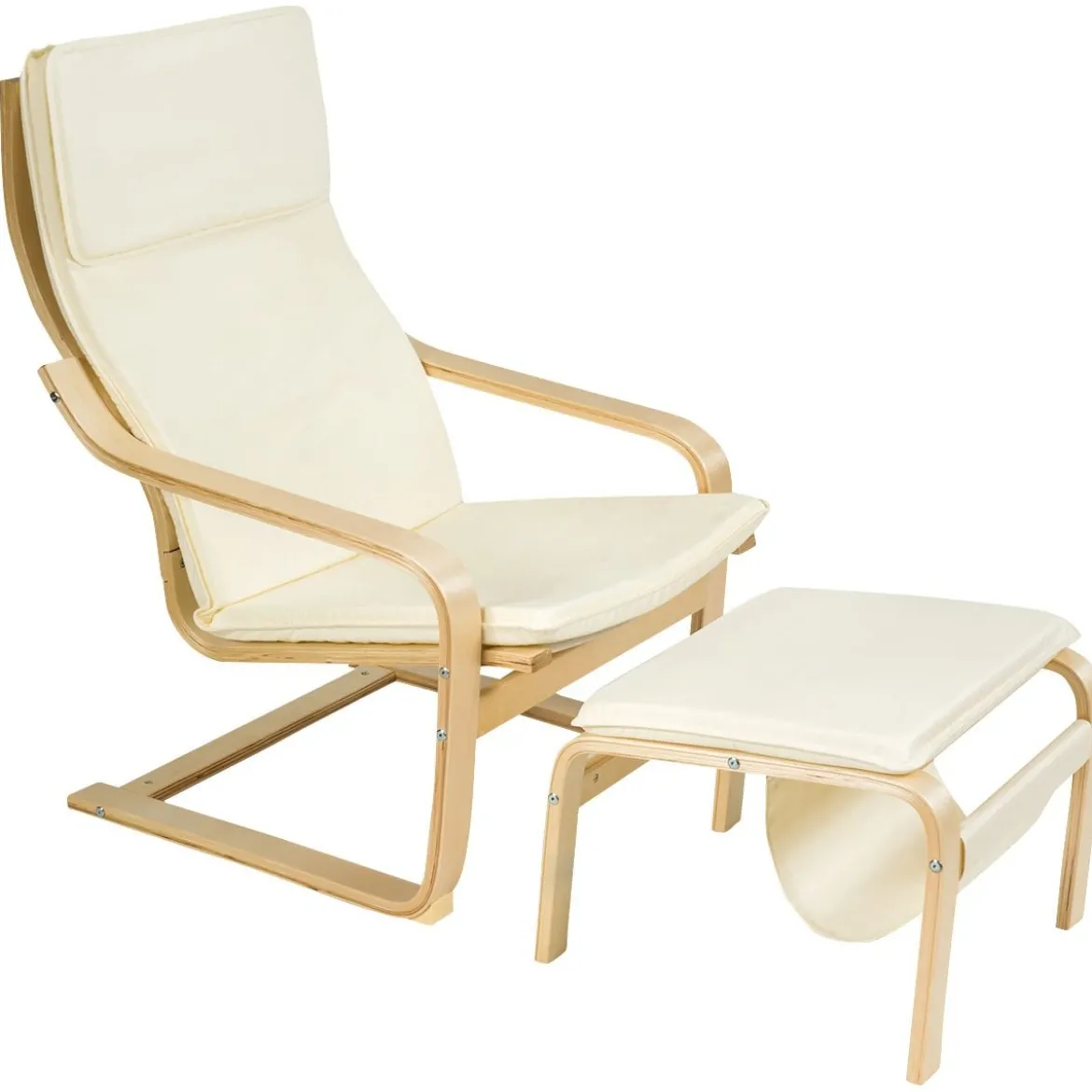 Relaxsessel Relaxstuhl Entspannungsstuhl Kippschutz mit Ottomane und Kissen Beige