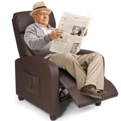 Relaxsessel verstellbar Fernsehsessel TV Sessel Ruhesessel Kunstleder Braun