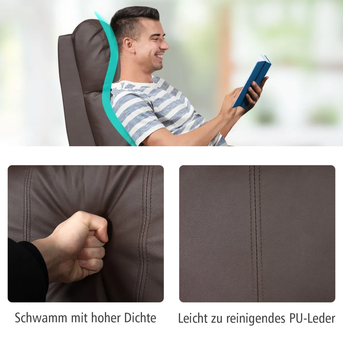Relaxsessel verstellbar Fernsehsessel TV Sessel Ruhesessel Kunstleder Braun