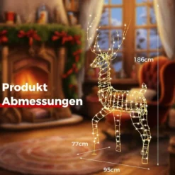 Rentier & Schlitten Weihnachtsdeko 2-tlg. Beleuchtetes Rentier mit 215 Weißen LEDs