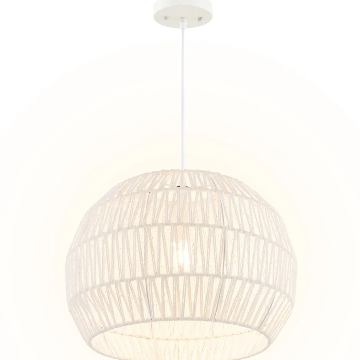 Retro Pendelleuchte Papier Hängelampe für Wohnzimmer Ø44 x 33 cm Beige