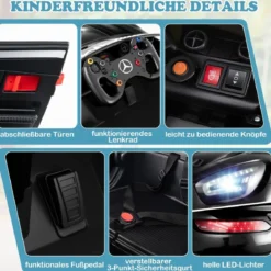 Ride-on-Auto lizenziertes Mercedes-AMG GT3 Kinderauto mit Fernbedienung 3 Geschwindigkeiten Schwarz