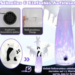 Riesiger Aufblasbarer Halloween-Geist Halloweengespenst mit Eingebauten LED-Leuchten