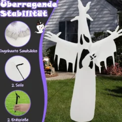 Riesiger Aufblasbarer Halloween-Geist Halloweengespenst mit Eingebauten LED-Leuchten