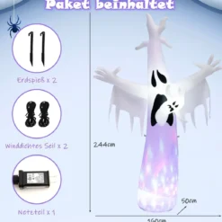 Riesiger Aufblasbarer Halloween-Geist Halloweengespenst mit Eingebauten LED-Leuchten