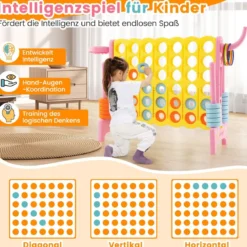 Riesiges 4-Gewinnt-Spiel erweitertes 4-Gewinnt-Spielset mit Basketballkorb und Wurfring Hellblau/Rosa