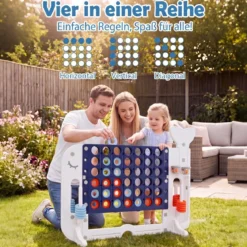 Riesiges 4 Gewinnt Spiel im Wal-Design Höhenverstellbares Kinderspielzeug mit 42 Jumbo-Ringen Dunkelblau