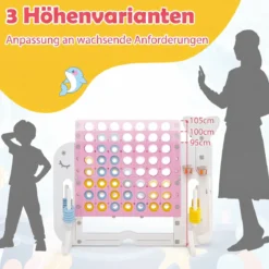 Riesiges 4 Gewinnt Spiel im Wal-Design Höhenverstellbares Kinderspielzeug mit 42 Jumbo-Ringen Rosa