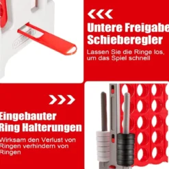 Riesiges 4 Gewinnt Spiel mit 42 Ringen & Schnellspannhebel für 2 Spieler Strategiespiel Rot