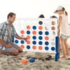 Riesiges 4 Gewinnt Spielset Holzrahmen inkl. 42 Jumbo Ringen & Schieberegler Weiß + Blau