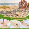 Ringwurfspiel aus Massivholz Outdoor Gartenspiel mit Wurfringen 50 x 50 x 14 cm Natur