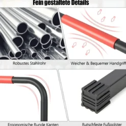 Robuste Dip-Stationen aus Stahl mit 3-stufig Verstellbarer Höhe & 2 Sicherheitsverbinder Schwarz
