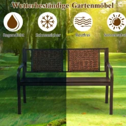 Robuste Parkbank Eisenbank aus Stahlrahmen Gartenbank 128 x 58 x 84 cm Bronze