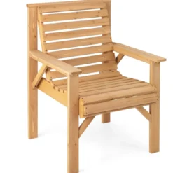 Robuster Tannenholzstuhl für den Außenbereich Terrassenstuhl für Garten 67 x 66 x 90 cm Natur
