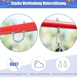 Robustes Metall-Schaukelgestell A-Rahmen Gartenschaukel Gestell 194 x 184 x 180 cm Rot + Blau