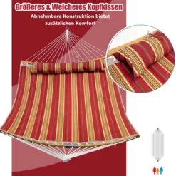 Robuste Tragbare Outdoor Hängematte mit abnehmbarem Kissen für den Innen- und Außenbereich Rot