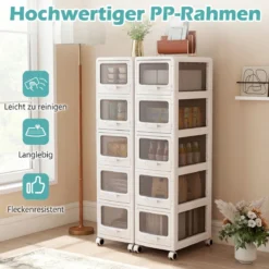 Rollcontainer mit 5 Schubladen Kunststoff Aufbewahrungswagen mit PU-Rollen 42 x 28 x 112,5 cm Weiß