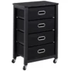 Rollcontainer Mobiler-Aktenschrank mit 4 Herausnehmbaren Stoffschubladen 43 × 28 × 68,5 cm Schwarz