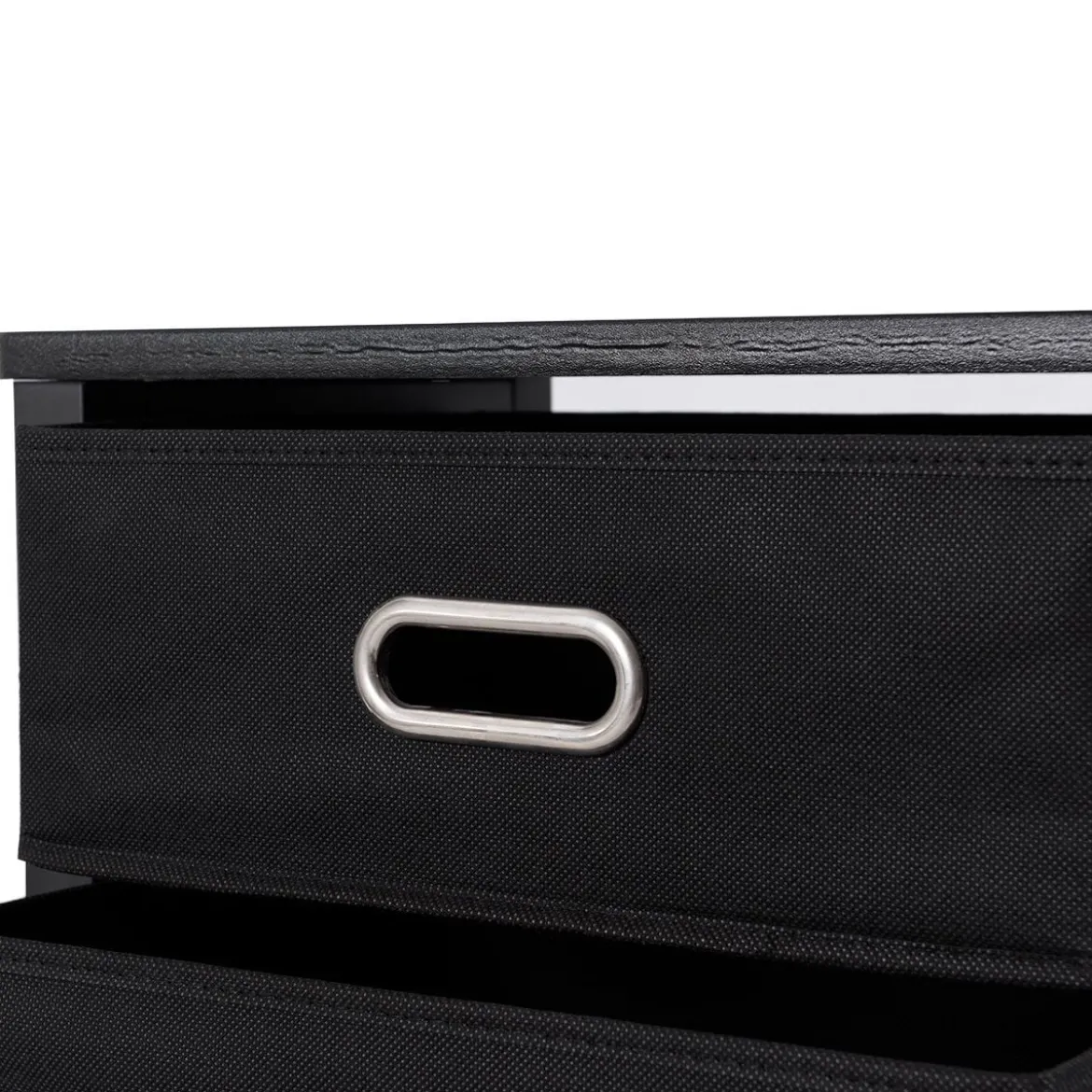 Rollcontainer Mobiler-Aktenschrank mit 4 Herausnehmbaren Stoffschubladen 43 × 28 × 68,5 cm Schwarz