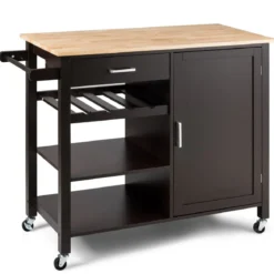 Rollender Küchenwagen Mobile Kücheninsel mit Schublade 100 x 48 x 90 cm Braun