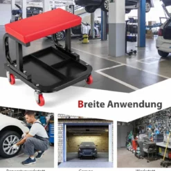 Rollender Werkstatthocker mit Werkzeugablage 150 kg Tragfähigkeit