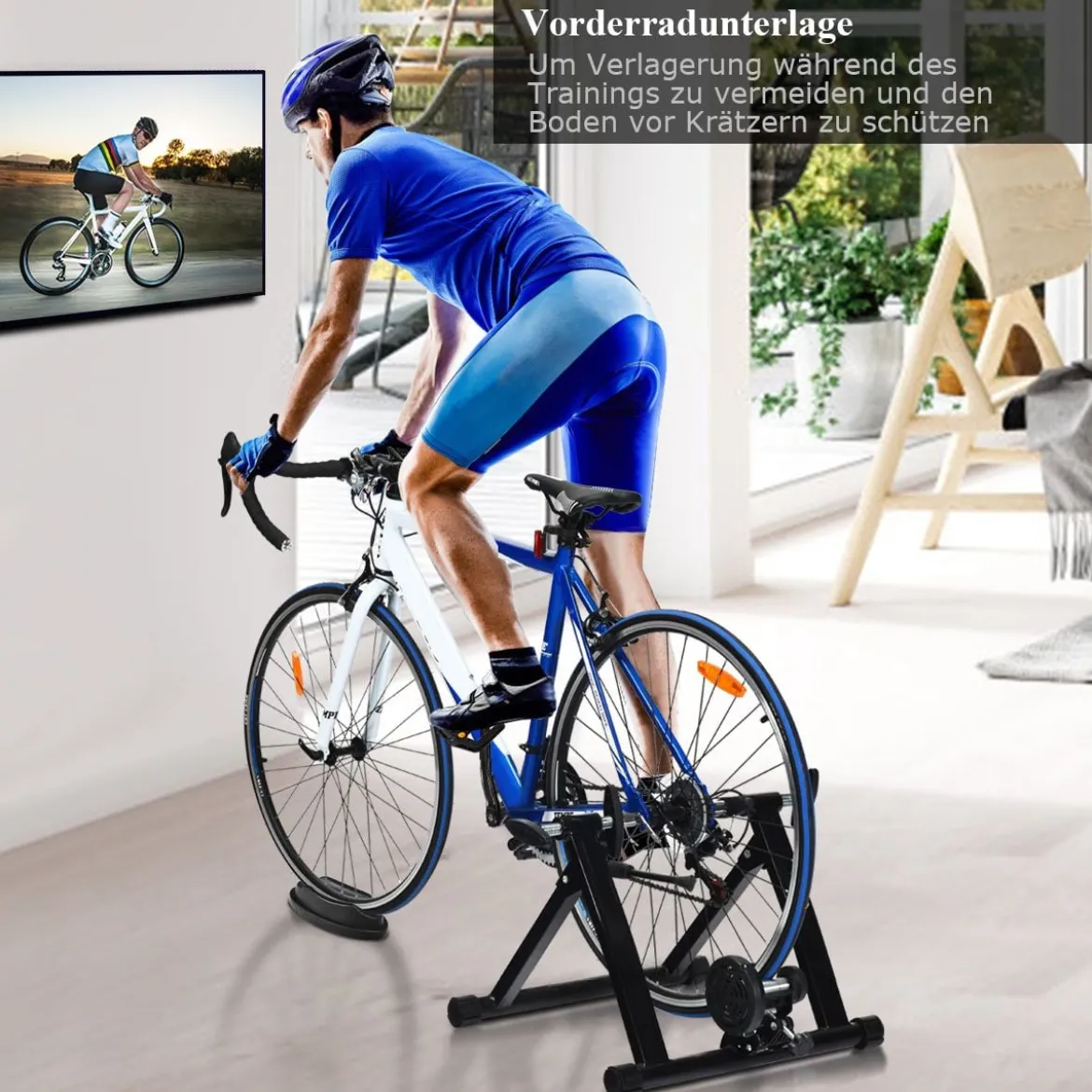 Rollentrainer Cycletrainer Fahrradtrainer mit 8 Widerstandsstufen Indoor Stahl