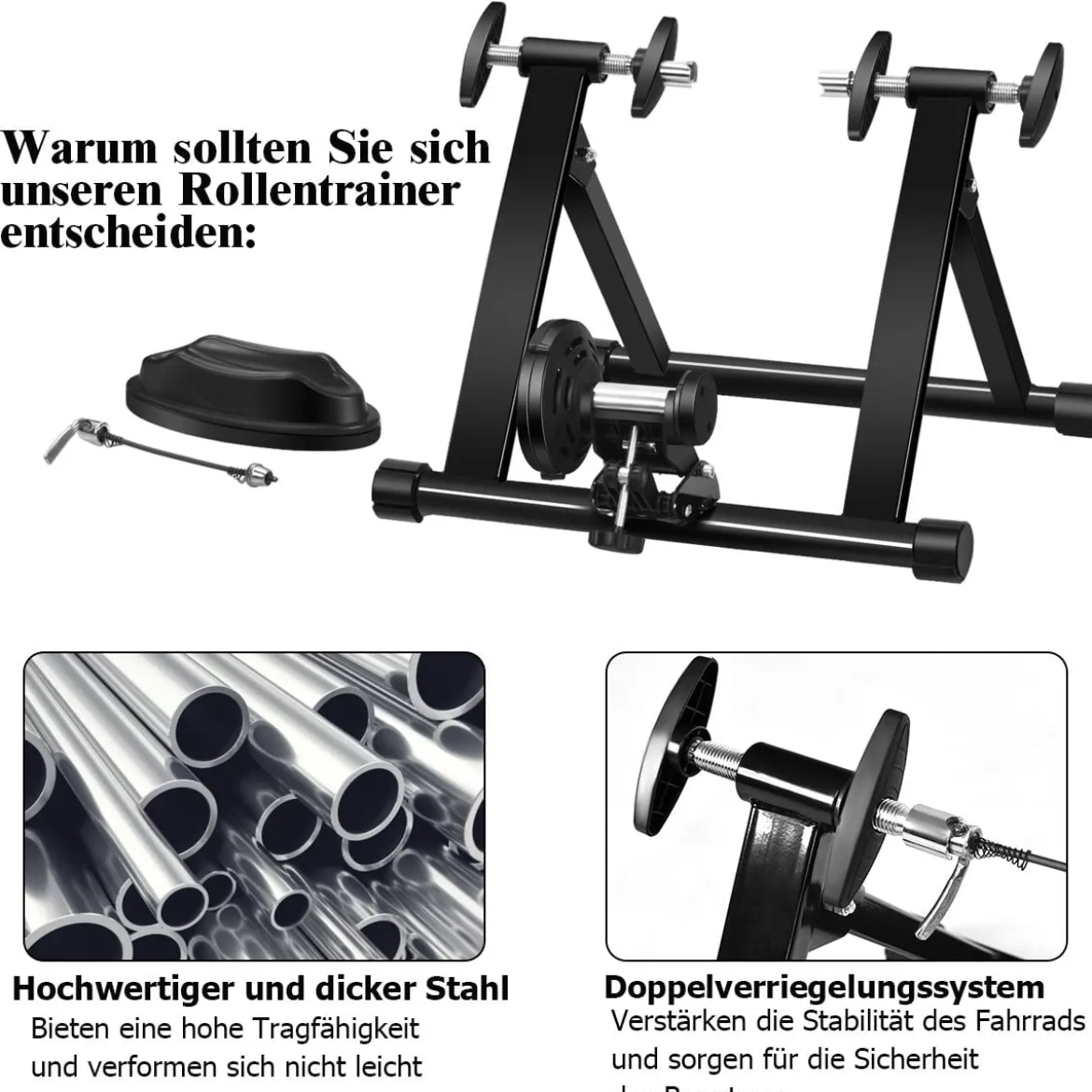 Rollentrainer Cycletrainer Fahrradtrainer mit 8 Widerstandsstufen Indoor Stahl