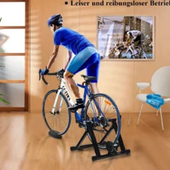 Rollentrainer klappbar Cycletrainer aus Stahl Fahrradtrainer Schnellspannhebel und Double-Locking-System Schwarz