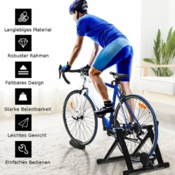 Rollentrainer klappbar Cycletrainer aus Stahl Fahrradtrainer Schnellspannhebel und Double-Locking-System Schwarz