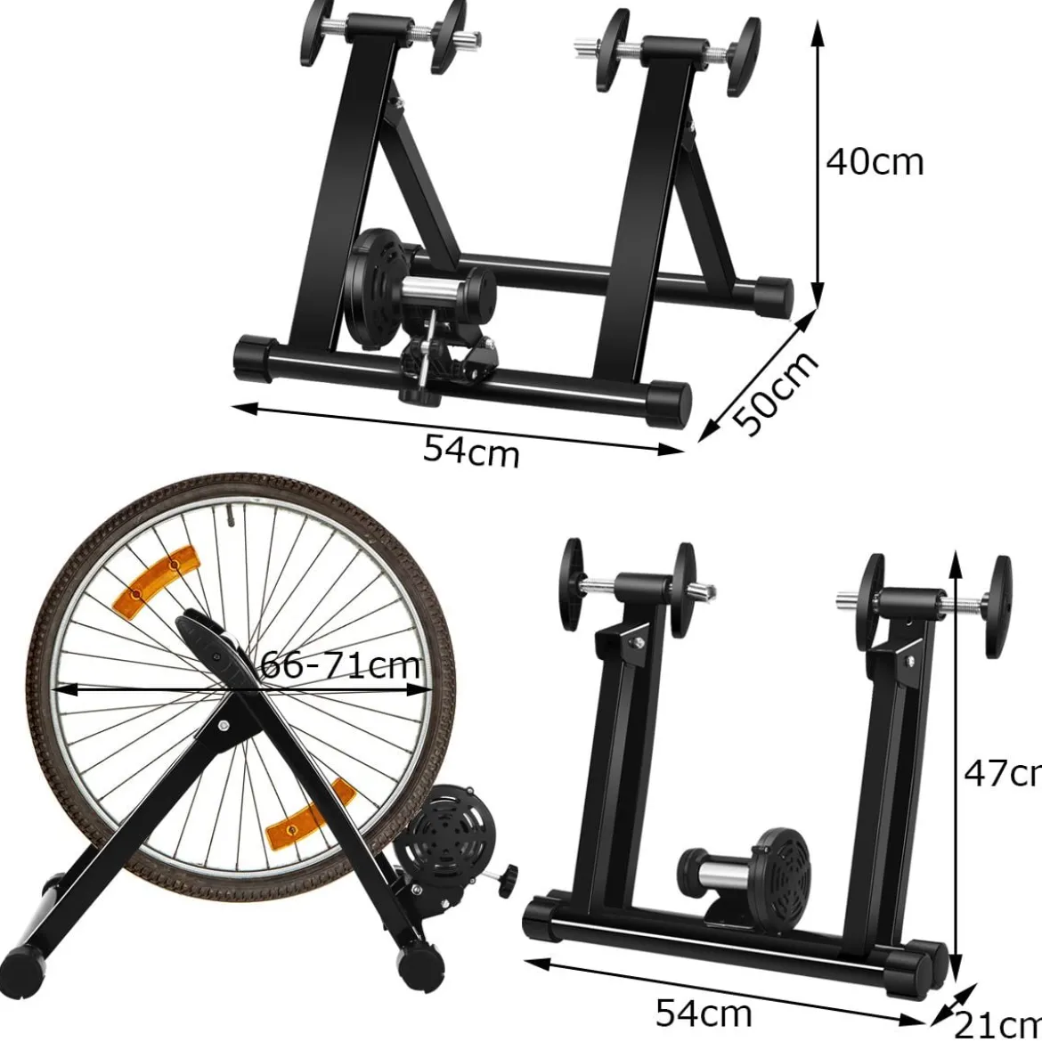 Rollentrainer klappbar Cycletrainer aus Stahl Fahrradtrainer Schnellspannhebel und Double-Locking-System Schwarz