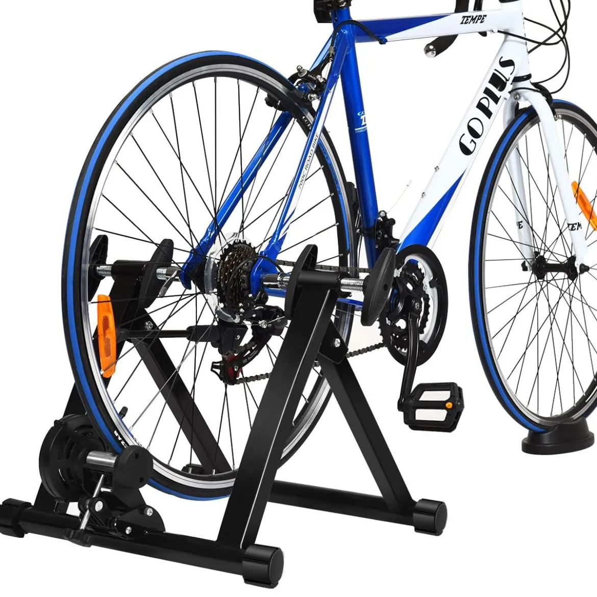 Rollentrainer klappbar Cycletrainer aus Stahl Fahrradtrainer Schnellspannhebel und Double-Locking-System Schwarz