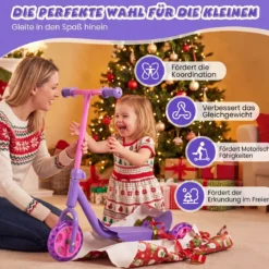 Roller Kinder Dreirad Kinderroller mit Leuchtenden LED-Rädern für Kinder ab 2 Jahren Lila