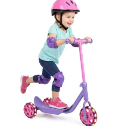 Roller Kinder Dreirad Kinderroller mit Leuchtenden LED-Rädern für Kinder ab 2 Jahren Lila