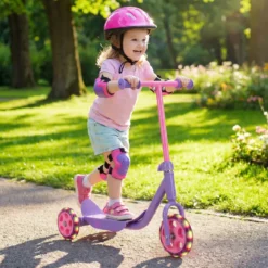 Roller Kinder Dreirad Kinderroller mit Leuchtenden LED-Rädern für Kinder ab 2 Jahren Lila