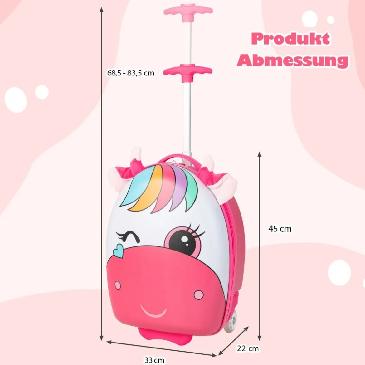 Rollkoffer Hartschalen-Handgepäck für Kinder 33 x 22 x 45 cm Rosa