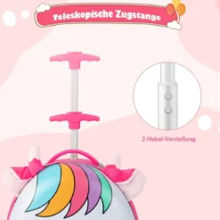 Rollkoffer Hartschalen-Handgepäck für Kinder 33 x 22 x 45 cm Rosa