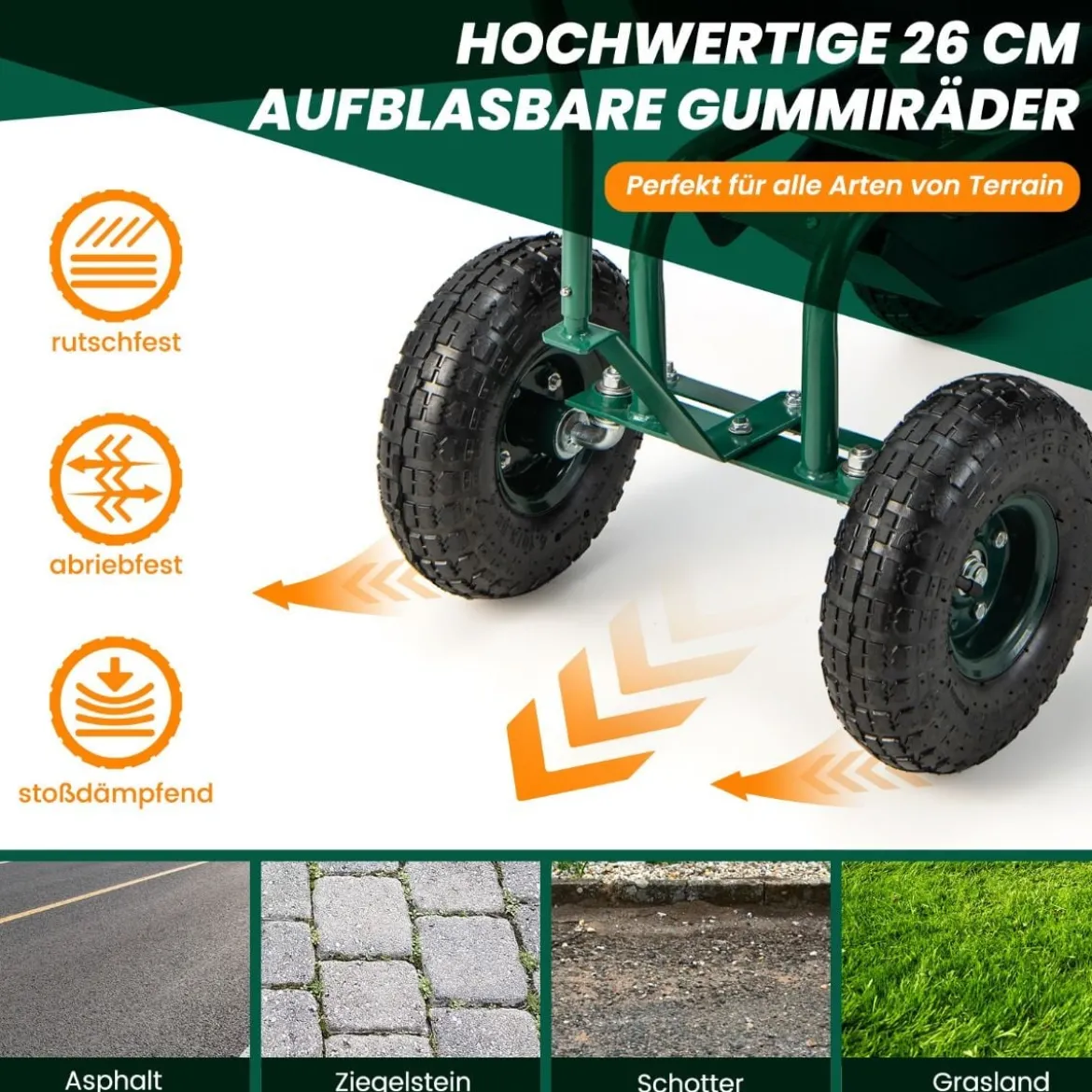 Rollsitz mit Rollen 360 ° drehbar höhenverstellbar mobiler Gartensitz 90 x 59 x 106 cm Grün