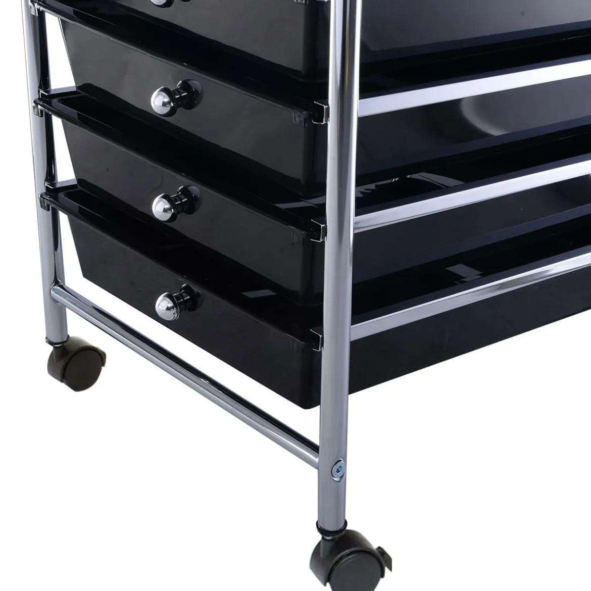 Rollwagen Bad Rollcontainer Beistellwagen mit 10 Schubladen Transparent/Bunt/Schwarz/Gelb 33 x 37 x 86 cm