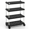 Rollwagen mit 4 Ebenen Nischenregal mit Rollen und seitlichen Haken Schwarz 40 x 21 x 59,5 cm