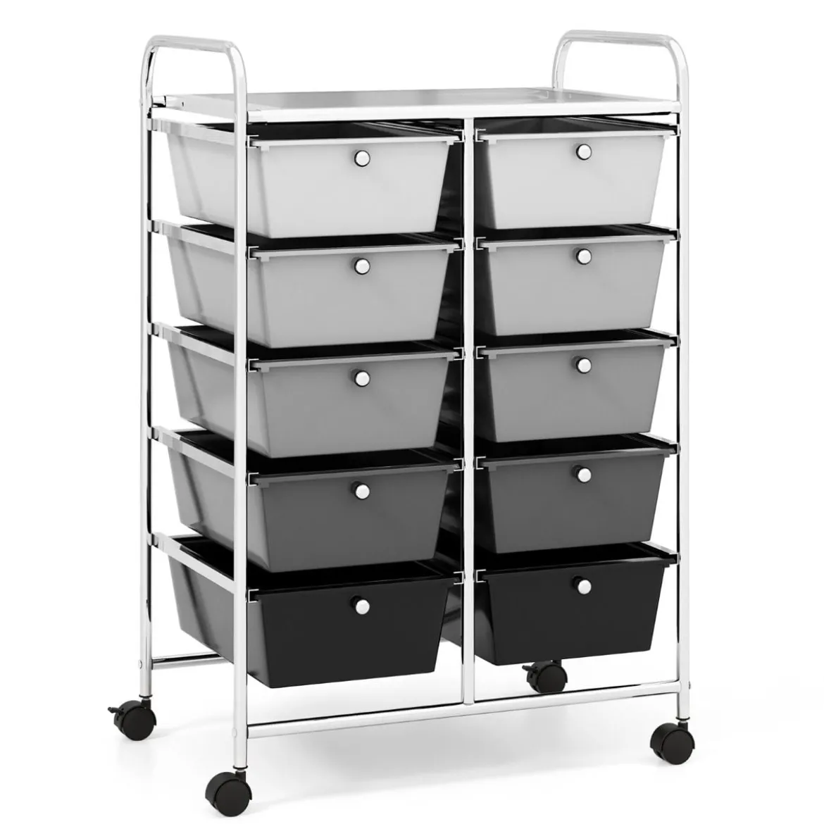 Rollwagen mit 10 Stapelbaren Schubladen Schubladenwagen Rollcontainer Badrollwagen