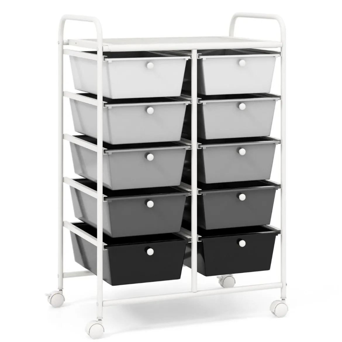 Rollwagen mit 10 Stapelbaren Schubladen Schubladenwagen Rollcontainer Badrollwagen
