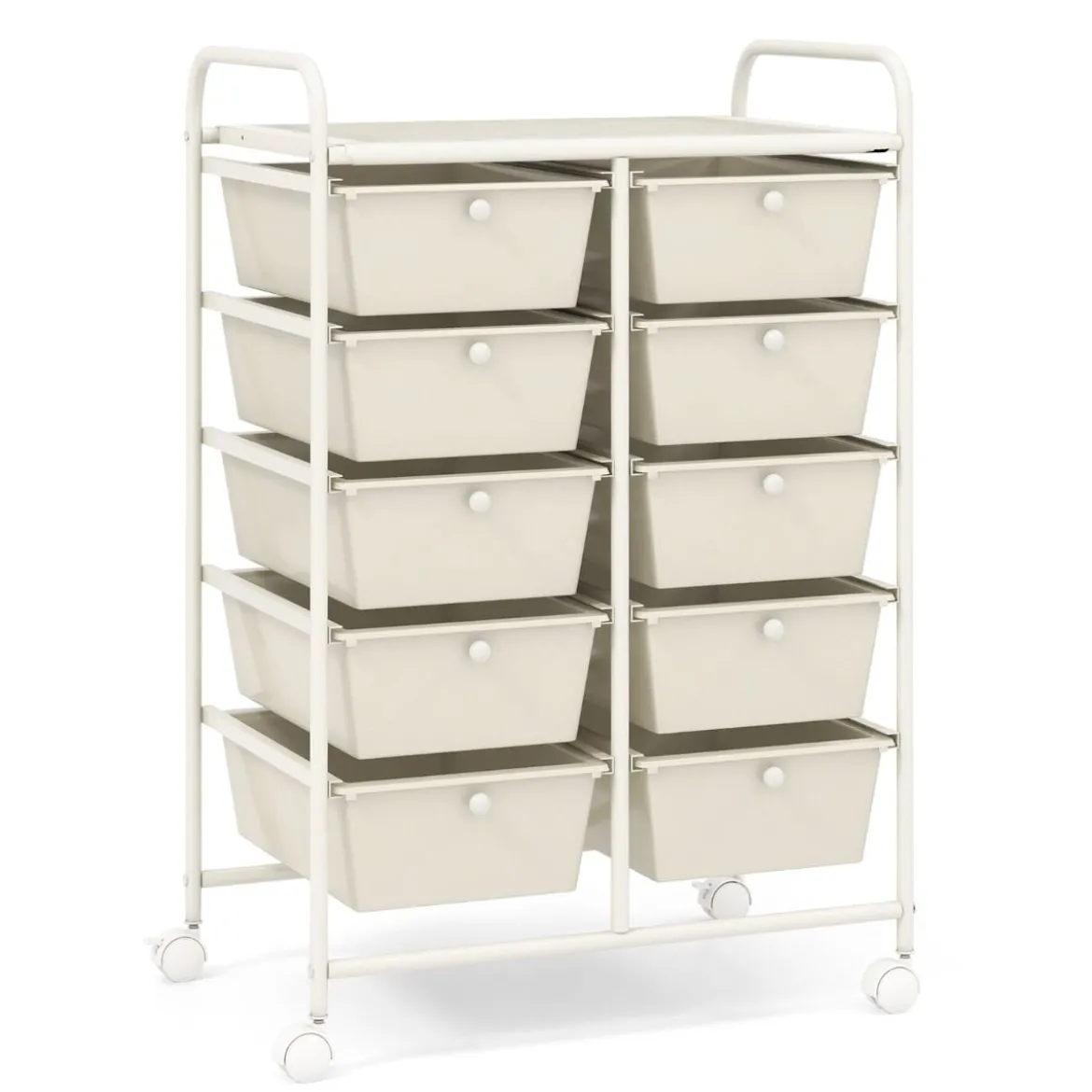 Rollwagen mit 10 Stapelbaren Schubladen Schubladenwagen Rollcontainer Badrollwagen