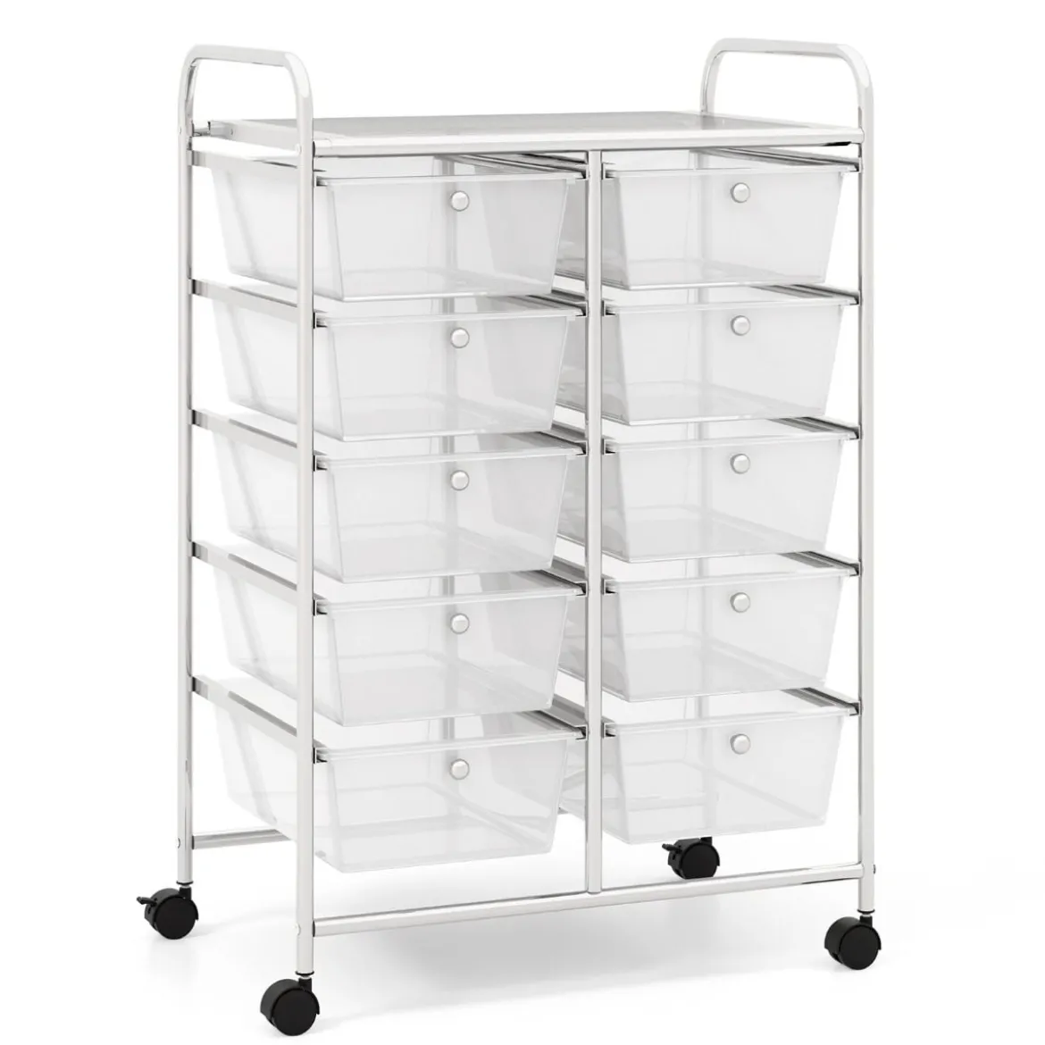 Rollwagen mit 10 Stapelbaren Schubladen Schubladenwagen Rollcontainer Badrollwagen