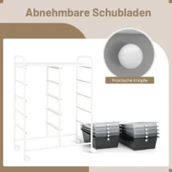 Rollwagen mit 10 Stapelbaren Schubladen Schubladenwagen Rollcontainer Badrollwagen