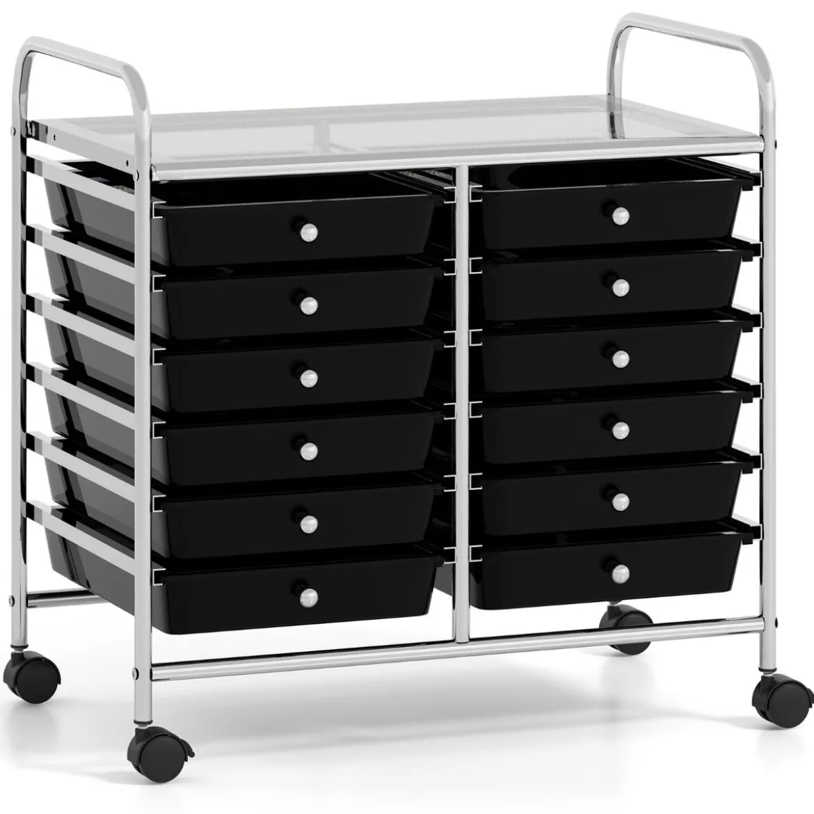 Rollwagen mit 12 Stapelbaren Schubladen & Ablagefläche Schubladenwagen Rollcontainer
