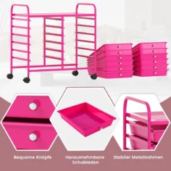 Rollwagen mit 12 Stapelbaren Schubladen & Ablagefläche Schubladenwagen Rollcontainer