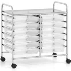 Rollwagen mit 12 Stapelbaren Schubladen & Ablagefläche Schubladenwagen Rollcontainer
